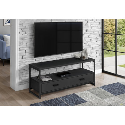 Meuble télé, console de 48 po, meuble multimédia, tiroirs de rangement, salon, métal stratifié, contemporain, moderne