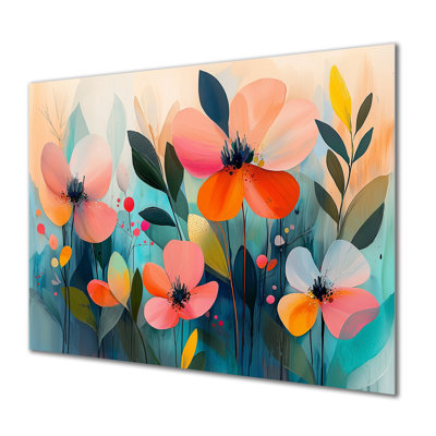 «Botcanical Wildflowers Petals In The Breeze I», art mural en métal fleurs sauvages