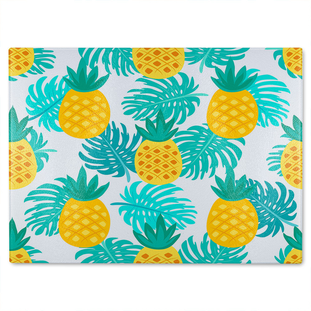 Pineapples Glass Chopping Board