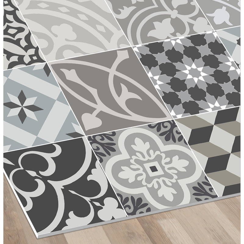 Lydia Vinyl Machine Printed Area Rug, Rectangle 2'2" x 8'2.4"