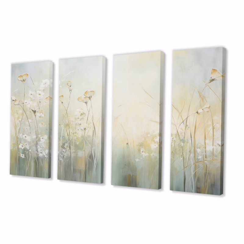 «Maiwenn - Abstract Botanicals», reproduction sur toile - 4 panneaux
