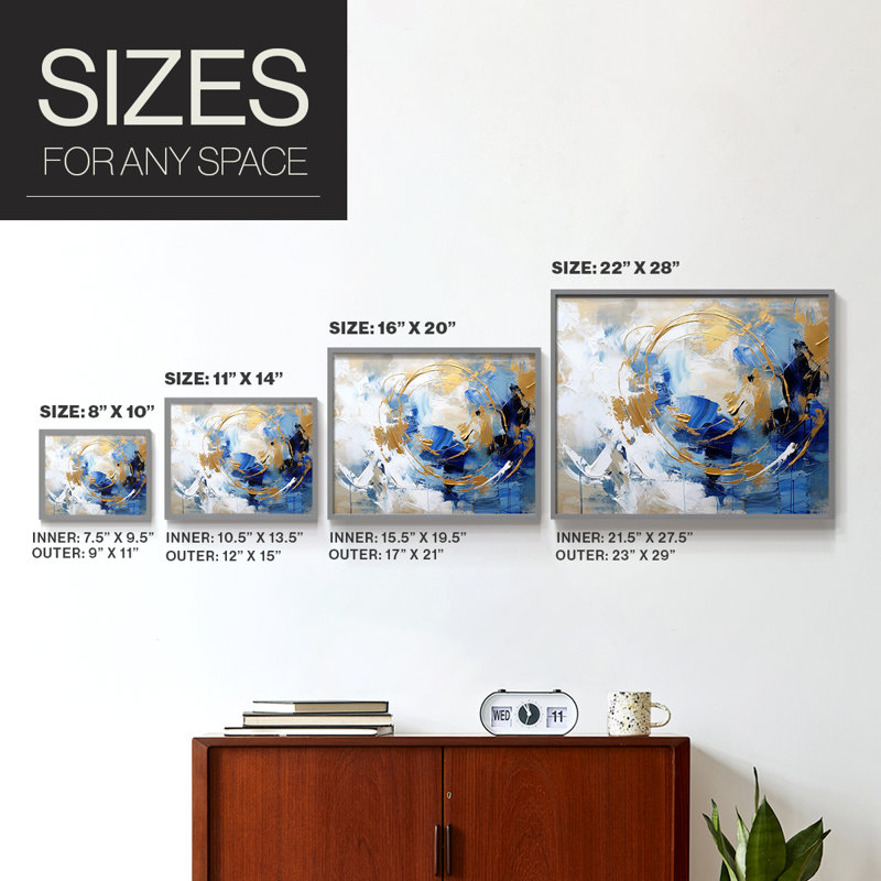 Abstract Series-CXL -Framed Print - Restickable, 16" H x 20" W, Grey
