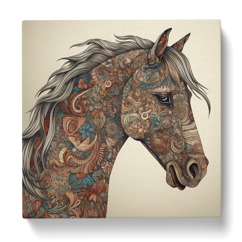Horse Paisley Art - Wrapped Canvas, 50cm H x 50cm W x 3cm D
