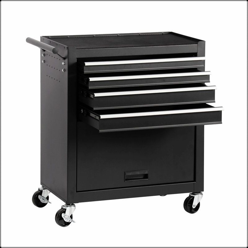 Coffre à outils à 4 tiroirs avec fabrication en acier durable et tiroirs coulissants, idéal pour le rangement organisé dans les ateliers et les garages