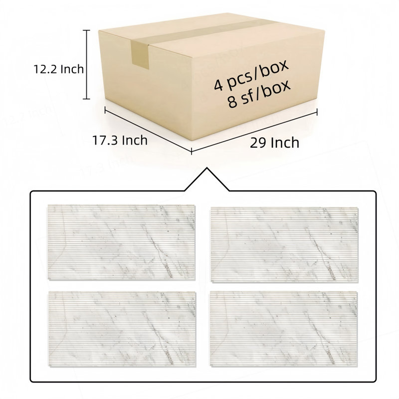 Marbre blanc 12 x 24, marbre naturel, pour mur, fini texturé à l'OL, marbre cannelé 3D, pierre naturelle, marbre véritable, marbre véritable, 1 boîte de 4 pièces