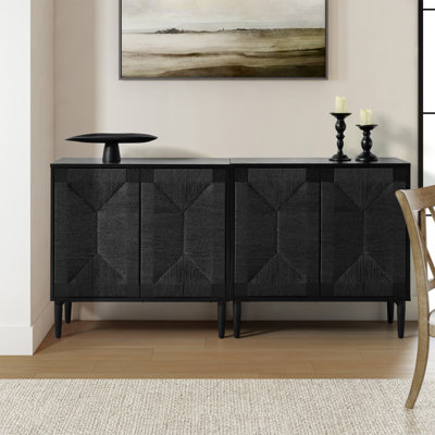 Carreiro 32"W Woven Transitional 2-Door Accent Cabinet (Set of 2)