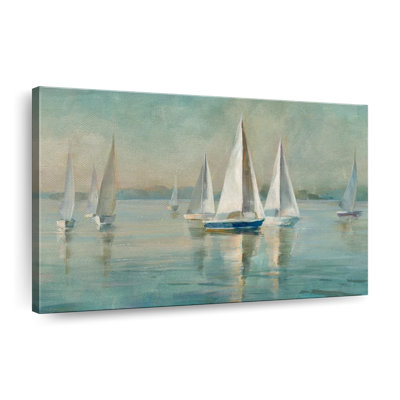 " Sailboats At Sunrise Crop Canvas Print "
