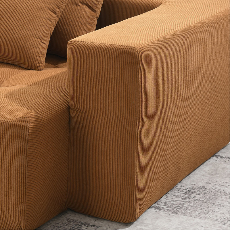 Shaped Modular Sectional Sofa, Minimalist Corduroy Floor Couch Set, Convertible Foam-Filled Cloud Compressed Couch For Living Room, 3 PC Free Combination, No Assembly Required
