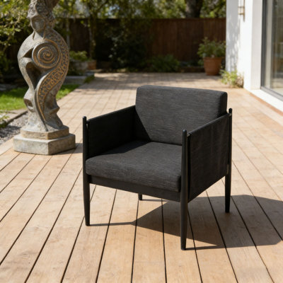 BLACK ALUMINUM CLUB CHAIR