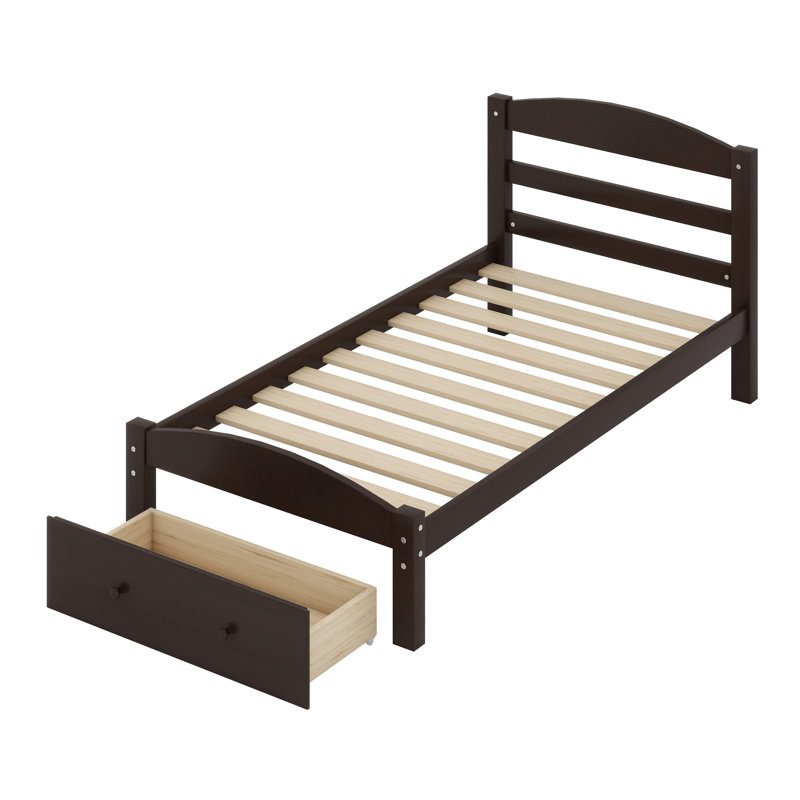 Base de lit plateforme avec tiroir de rangement, Espresso