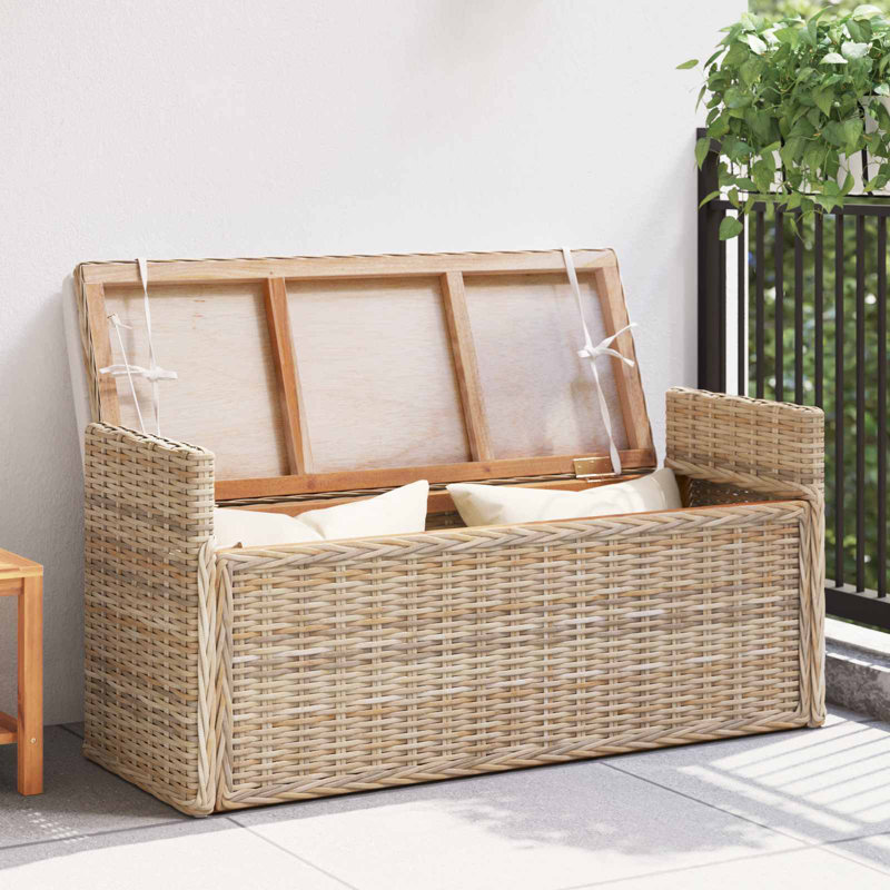 Rattan Storage Bench, Natural