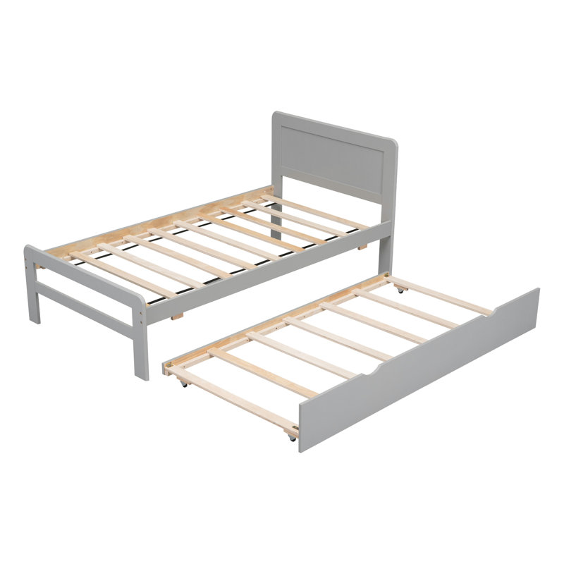 Cadre de lit avec lit gigogne, lit plateforme, lits, Gris