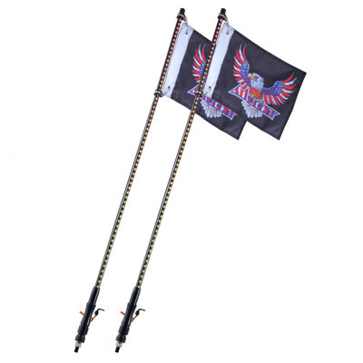 4 FT Whip Light, APP & RF Remote Control Led Whip Light, Waterproof RGB Chasing Lighted Whips with 4 Flags, for UTVs, ATVs, Motorcycles, RZR, Can-am, Trucks, Off-road, Go-karts