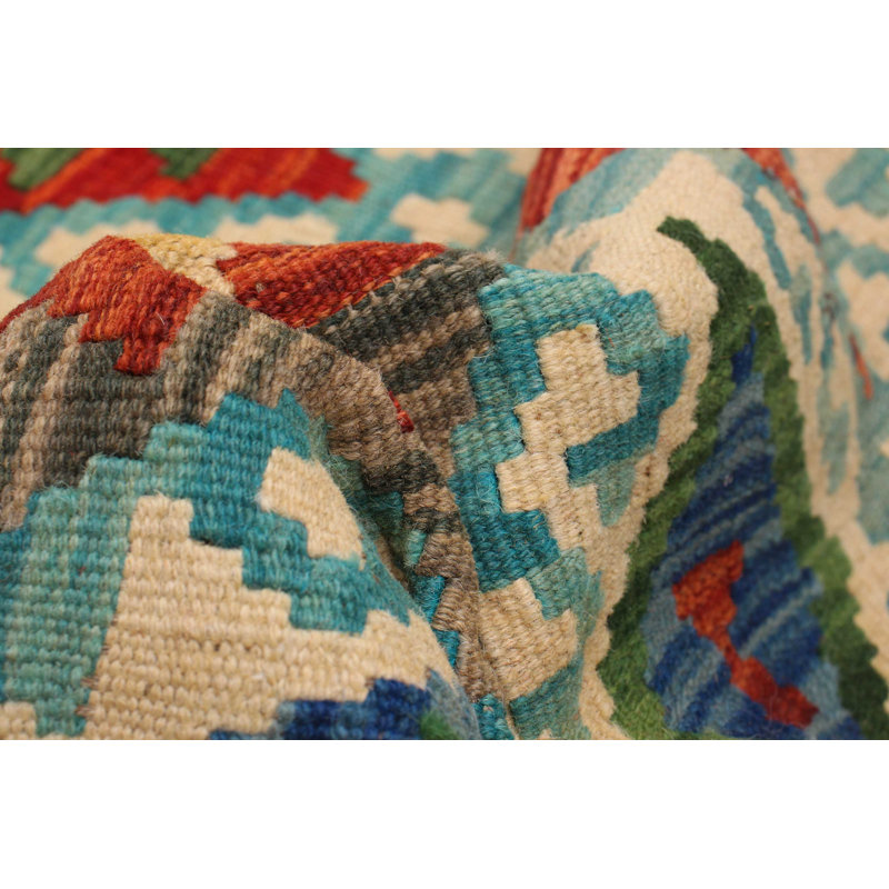 Tapis crème / turquoise unique 3 pi 8 po x 5 pi 3 po Antonietta