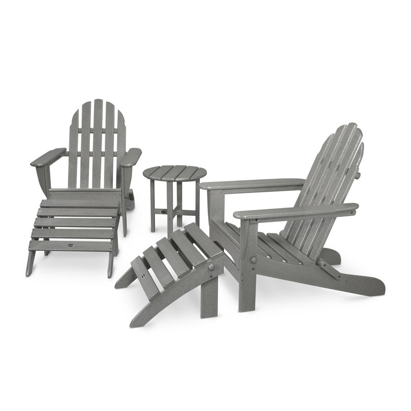 POLYWOOD Classic Adirondack 5-Piece Casual Set, Slate Gray