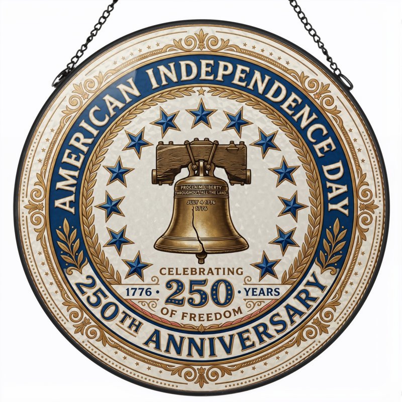 Panneau de fenêtre en verre pour décoration intérieure American Independance USA 250th Anniversary - H 12 po, H 12 po