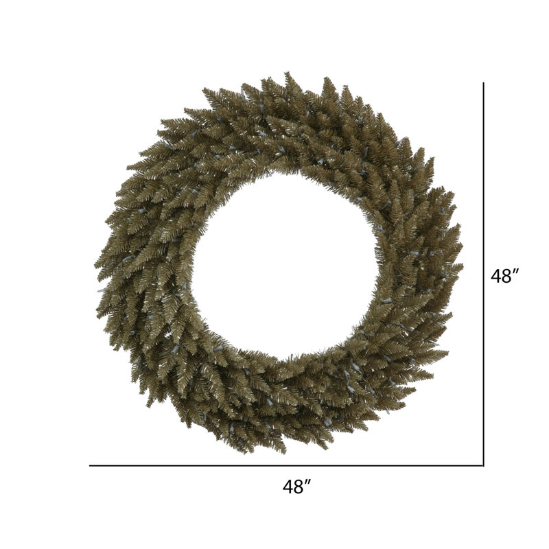 Couronne de Noël artificielle en PVC, H 48 po x l 48 po x P 5 po, Champagne antique
