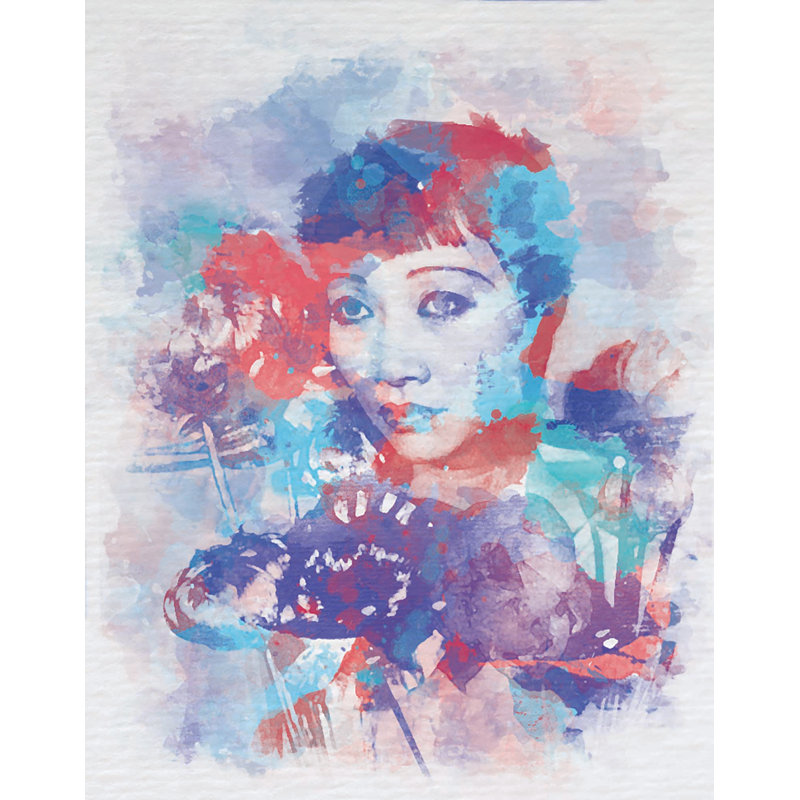 Décalcomanie murale amovible aquarelle wong anna, H 18 po x l 14 po