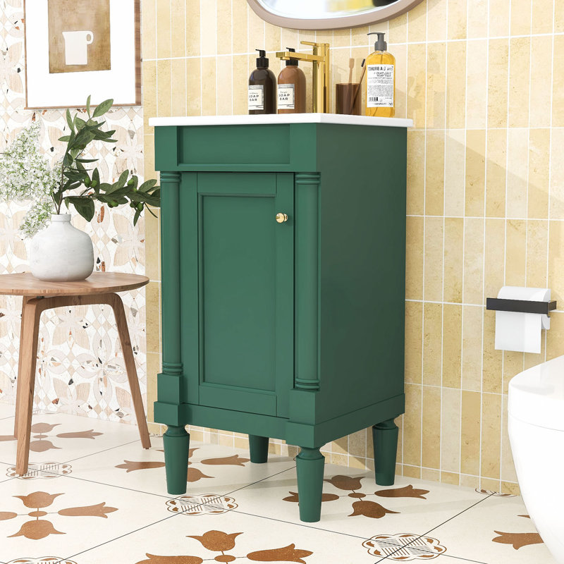 Armoire de salle de bain avec lavabo en céramique et tablette réglable