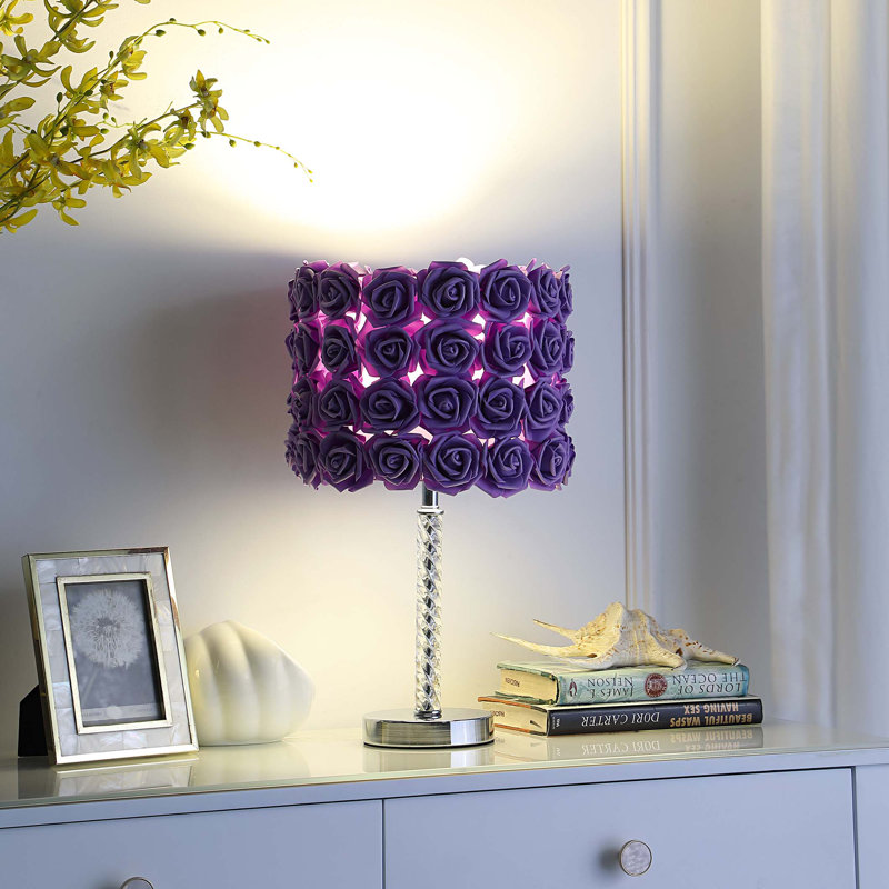 Lampe de table 18,25 po en acrylique / métal Bloom, Mauve