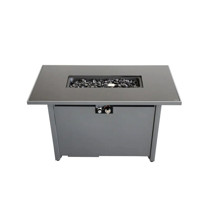 Foyer en métal noir 50000, 42 po x 22 po, compatible avec le propane et le gaz naturel, table de foyer élégante, 25 po, finition