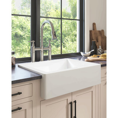 24 Inch L x 19 Inch W Farmhouse/Apron Front Kitchen Sink with Deep Bowls and Durable, Scratch-Resistant Surface for Modern Kitchens