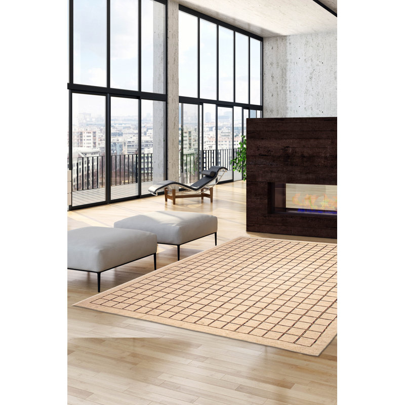 Kilim en laine ivoire Lahor tissé à la main 12 pi 11 po x 16 pi 8 po