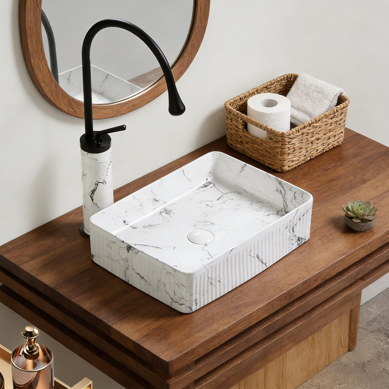 Lavabo vasque de salle de bain 20 "avec robinet, ensemble de drain