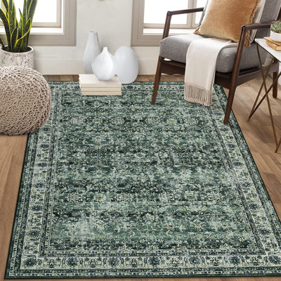 Tapis oriental antidérapant à envers en caoutchouc à poils courts pour salle de jeux Bureau Cuisine Salle à manger Dortoir et chevet