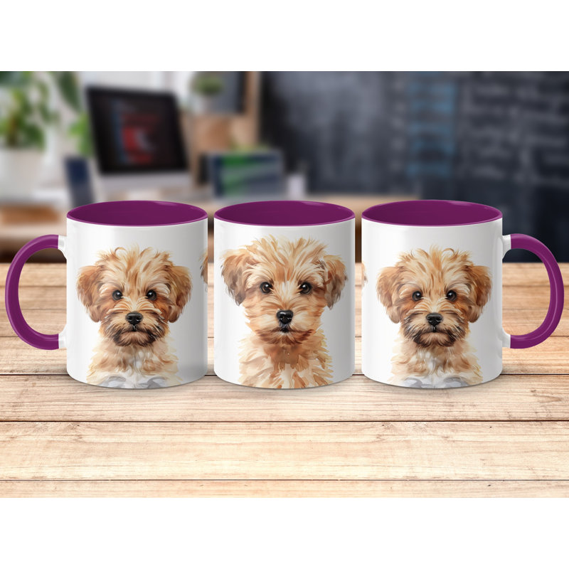 11oz Watercolour Golden Retriever Design Coffee Mug, Purple, 3