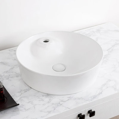 Whitehaus 17" Round Above Mount /Vessel Lavatory Basin With Single Faucet Drilling
