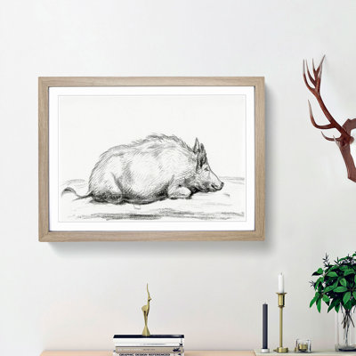 Sketch of a Pig by Jean Bernard - Picture Frame Drawing Print