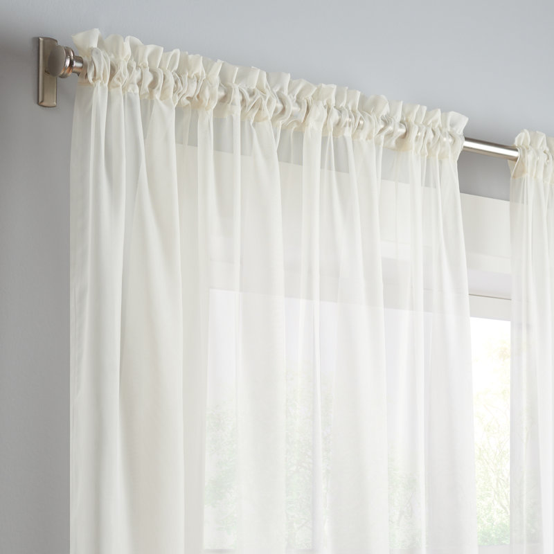 Ivory Sheer Rod Pocket Polyester Curtain Panel