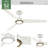 Hunter 52 inch ZenTech 3-Blade  Wi-Fi ENERGY STAR® Damp Rated Ceiling Fan with LED Light Kit and Handheld Remote-1901631400-1901631401
