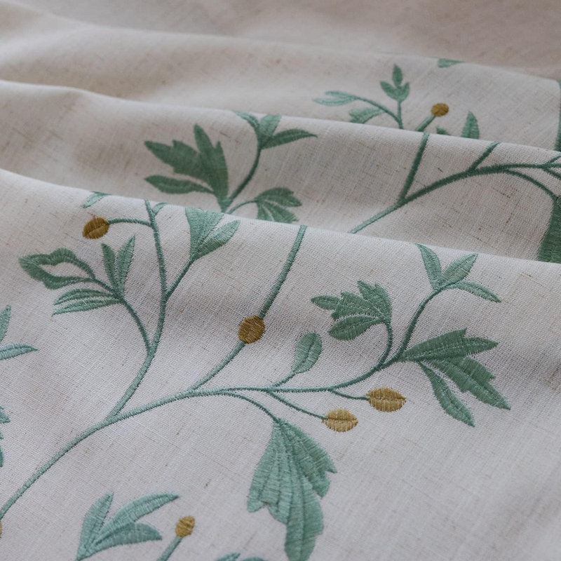 Atlis Cotton Blend Semi Sheer Curtain Pair, Green, 52" W x 63" L
