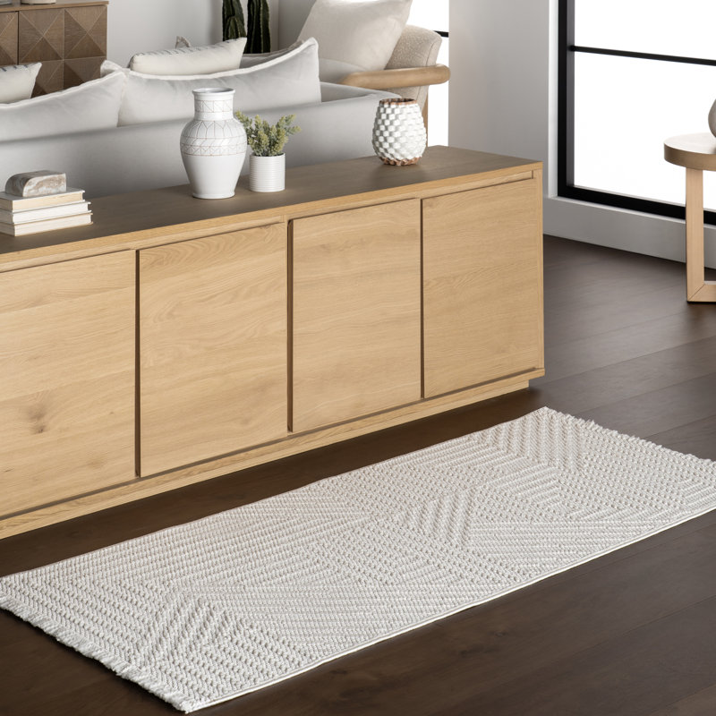 Makena Modern Geometric High Low Textured Area Rug, Runner 2'6" x 10'