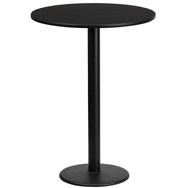 Plateau de table rond en stratifié de 24 po avec base de bar ronde de 18 po Jamey, H 43,13 po x l 24 po x L 24 po, Noir