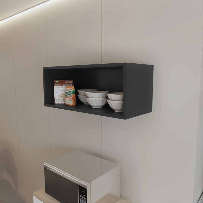 Armoire murale Black Rock avec rangement ouvert, Noir