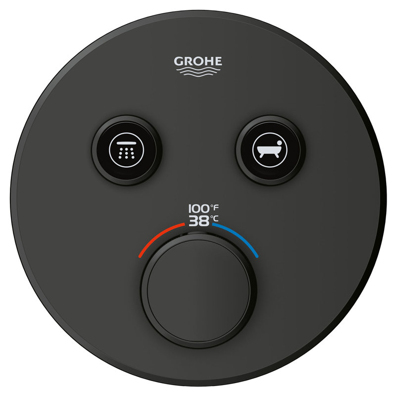 Garniture de robinet thermostatique de douche à deux fonctions Grohtherm SmartControl GROHE, Noir mat