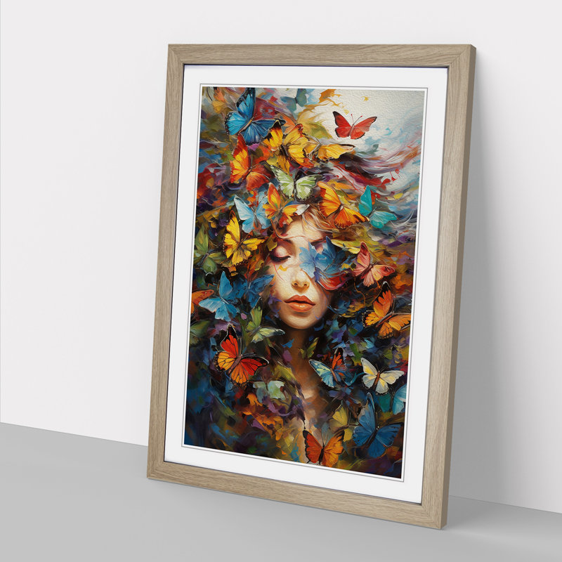 Butterfly Expressionism Art - Framed Print, Oak Framed, 34cm H x 25cm W x 2cm D