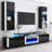 Bhhatu 2 Tier High 70" Gloss TV Stand with Electric Fireplace Included, Black/White-972715475-959740916