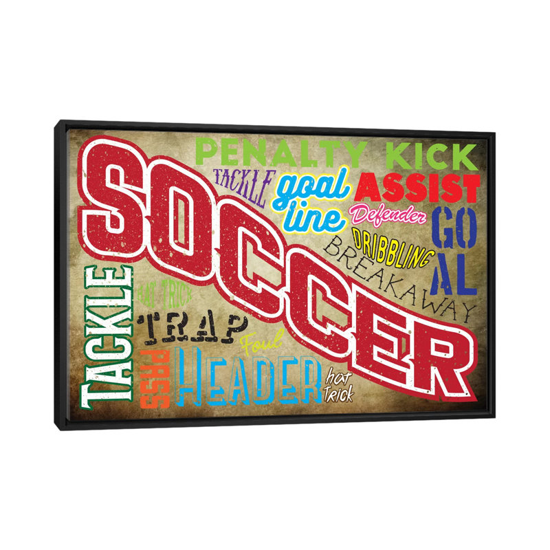 «Peregrin Soccer Slang», art textuel sur toile, H 18 po x l 26 po x P 1,5 po, Toile avec cadre noir, Pas de tapis