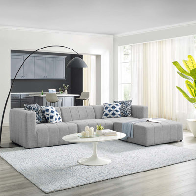Modway Bartlett Upholstered Fabric 4-Piece Sectional Sofa