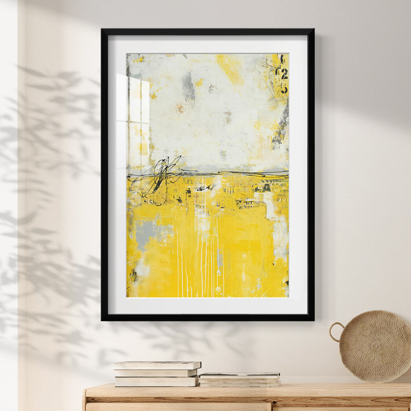 Jaune lié - imprimé encadré, H 25,5 po x l 17,5 po, Noir