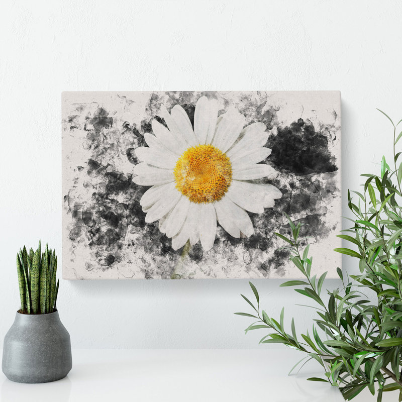 White Daisy Vol.6 Watercolour - Wrapped Canvas, 35cm H x 50cm W x 3cm D