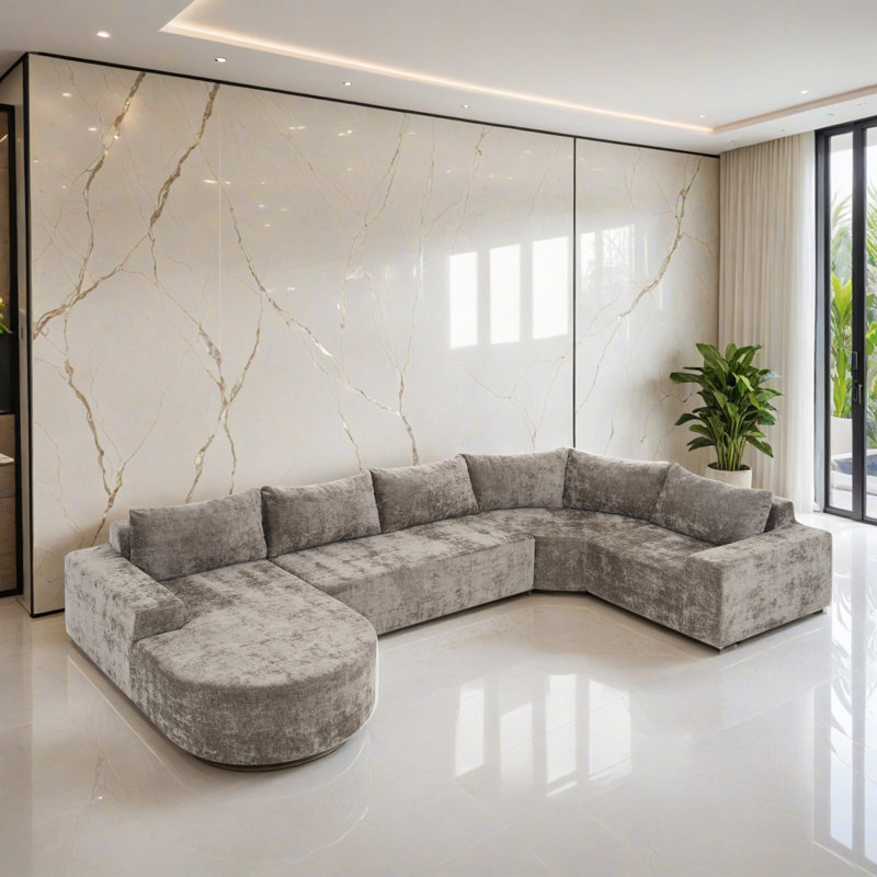 Canapé-lit modulaire 4 pièces pour salon, Chenille brun