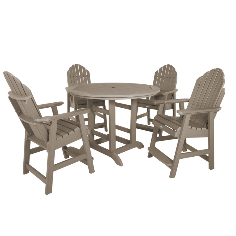 Anette 4-Person 48" Round, Counter-Height Dining Set, Brown