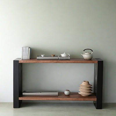 Console Mid-Century moderne en bois massif