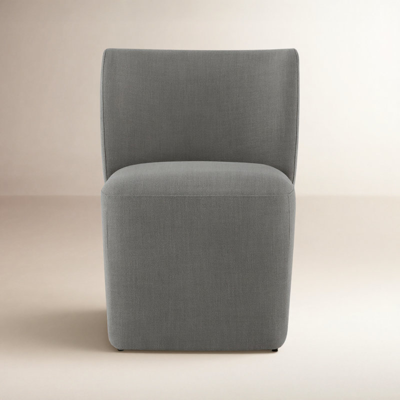 Madie Upholstered Dining Chair with Casters, Effie Flint Performance Linen