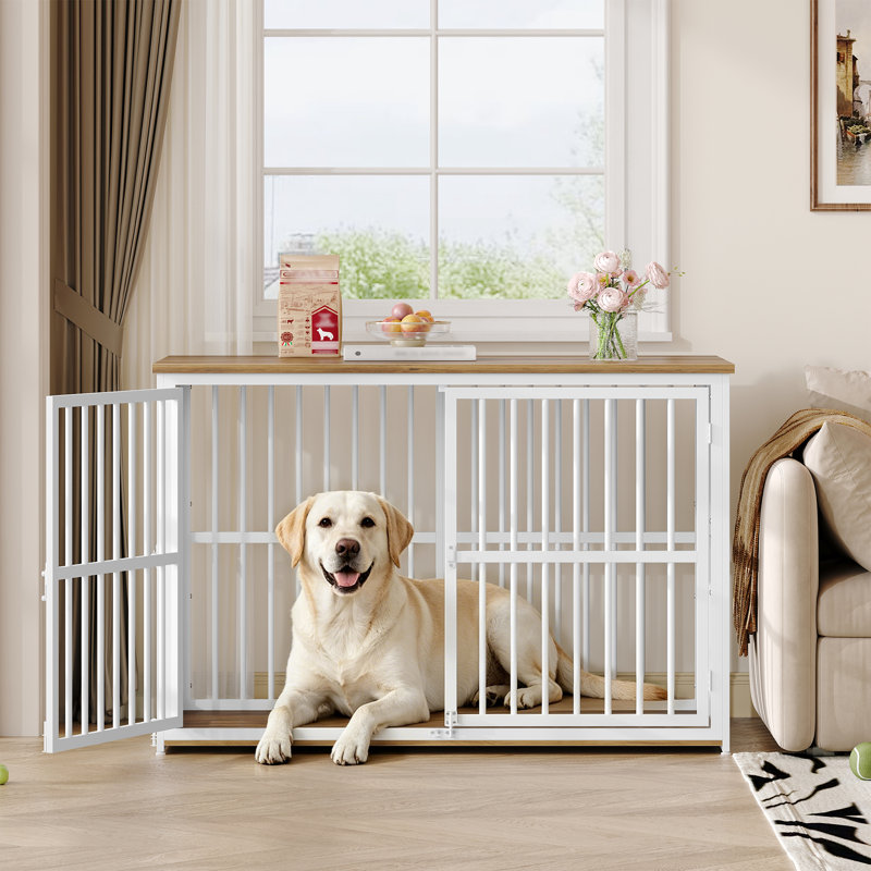 Dog Crate Furniture, 3-Door Wooden Dog Crate with Adjustable Side Door, End Side Table for Small/Medium/Large dogs, Indoor Dogs Kennel 